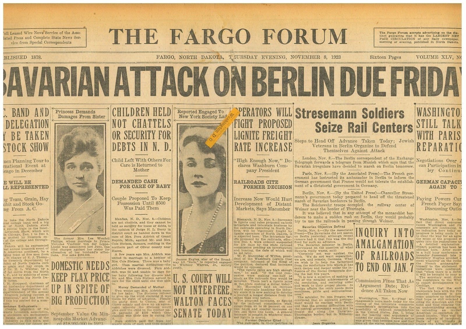 Beer Hall Munich Putsch Bavarian Attack on Berlin November 8 1923 Original B5