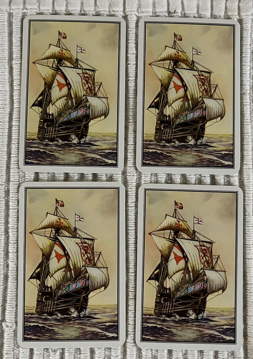 4 Playing Cards ~ Ancient Sailing Tall Ship