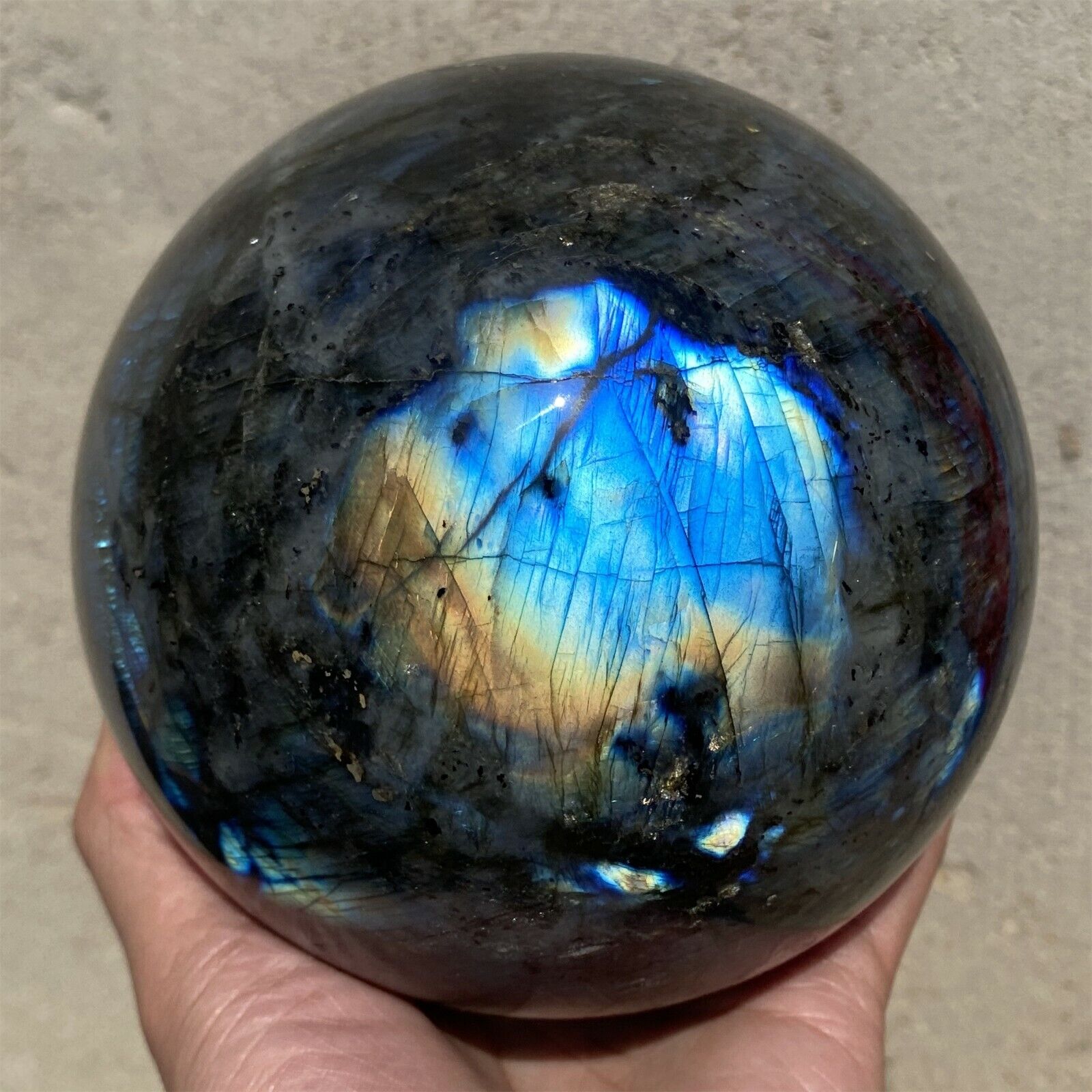 6.95LB TOP Natural labradorite Quartz Ball Crystal Sphere decoration healing