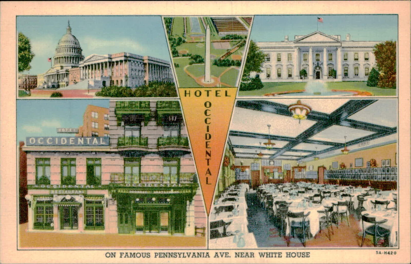 Postcard: The OCCIDENTAL HOTEL ON FAMOUS PENNSYLVANIA AVE.