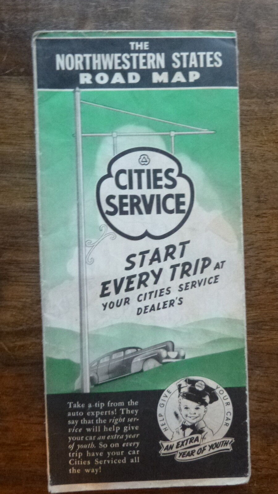 1941 Northwestern United States road map Cities Service oil gas