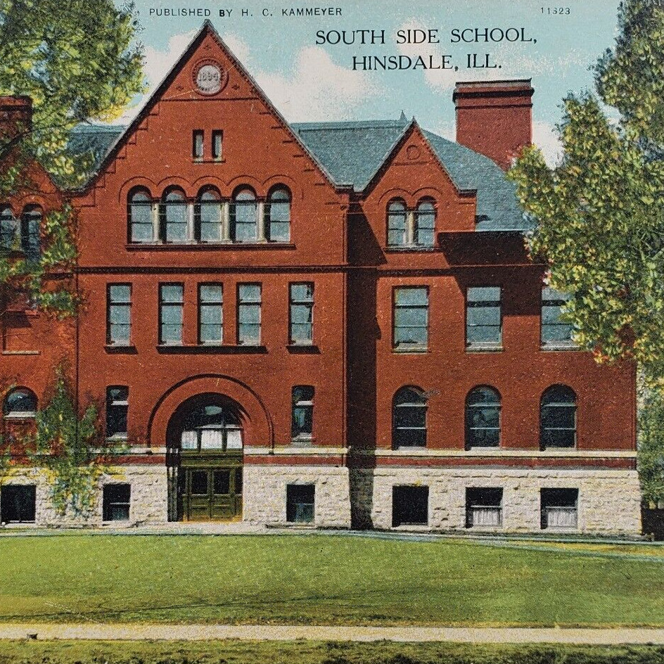 Hinsdale South Side School Postcard c1913 Illinois Vintage Old Art Antique D697