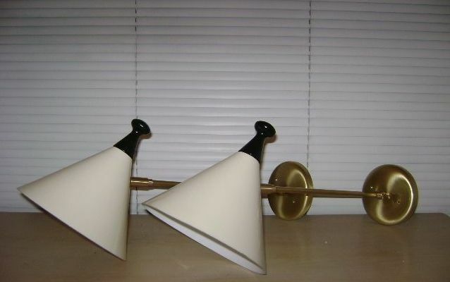 Pair Arteluce Mid Century Guariche Sconce Lamps Sarfatti Eames decor 1 Light Fix
