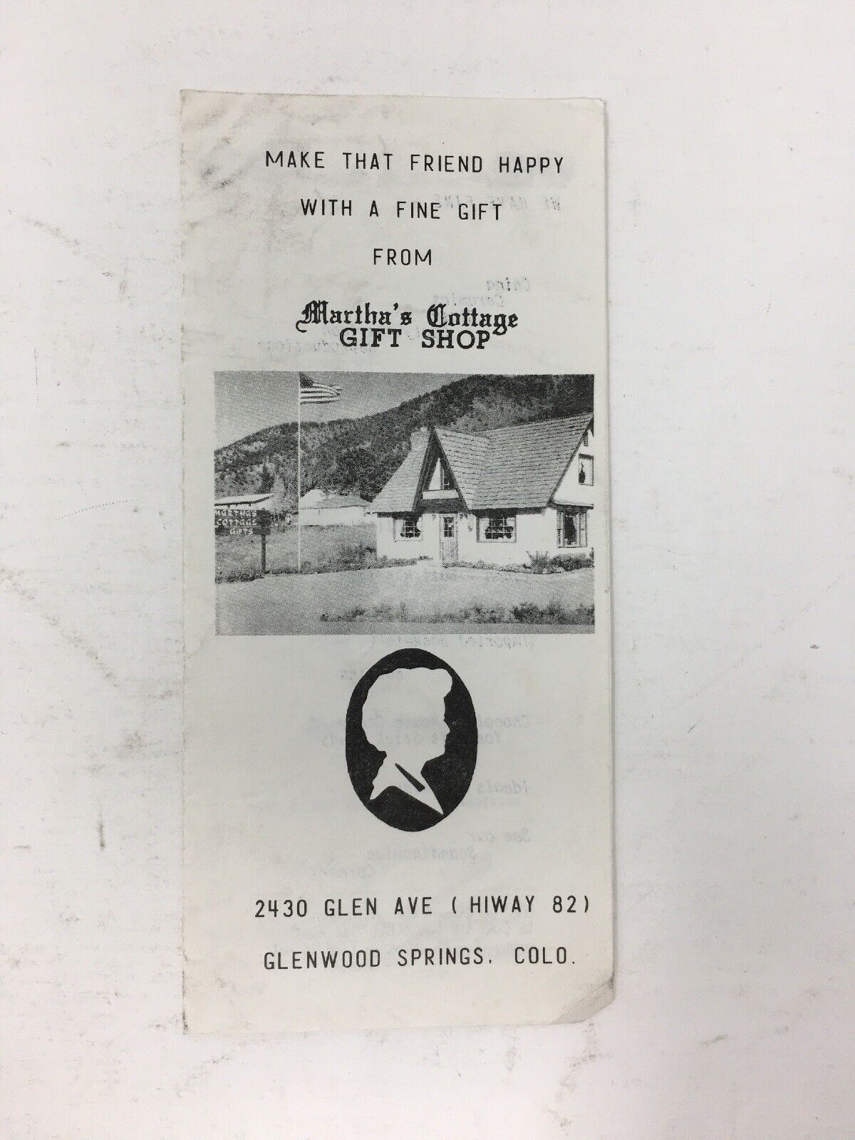 Vintage Glenwood Springs CO Martha's Cottage Gift Shop Advertising Brochure