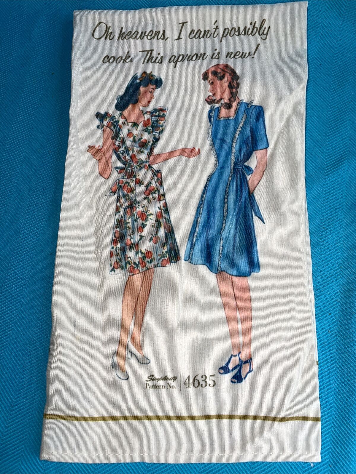 Fun Vintage Simplicity Pattern 4635 TEA TOWEL Cannot COOK APRON is NEW ❤️ct39j1