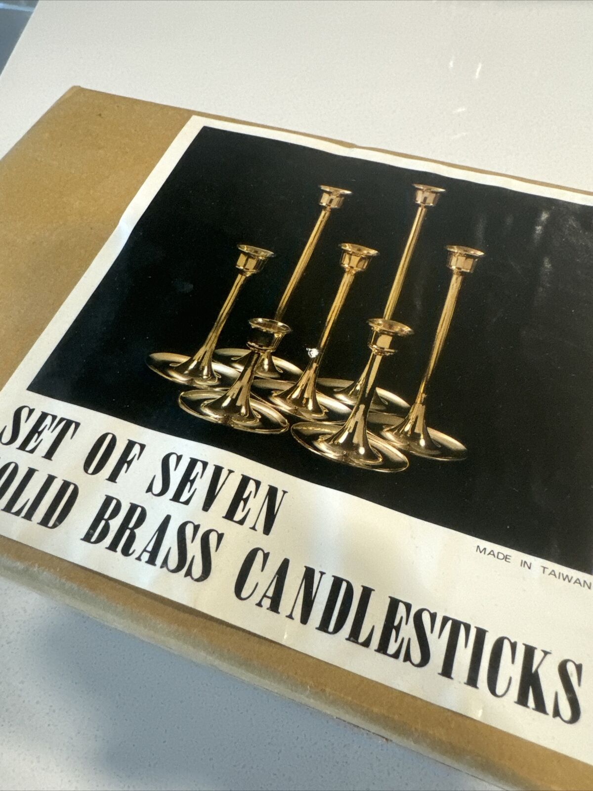 MCM 7 Piece Solid Brass Candlestick Set