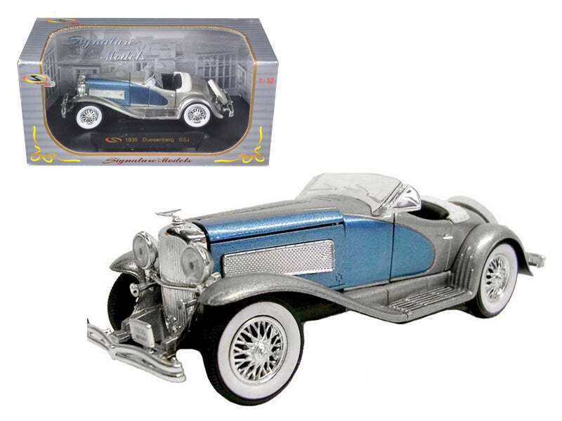 1935 Duesenberg SSJ Convertible Blue and Silver 1/32 Diecast Model Car