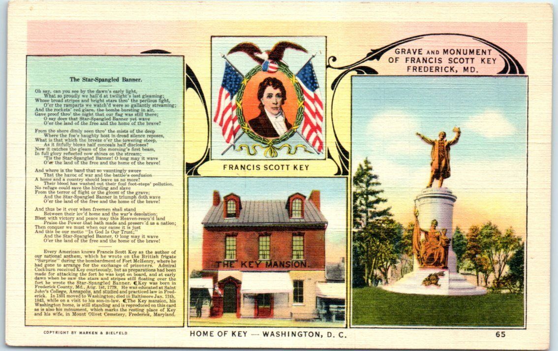 Postcard - Home Of Key - Washington, District of Columbia