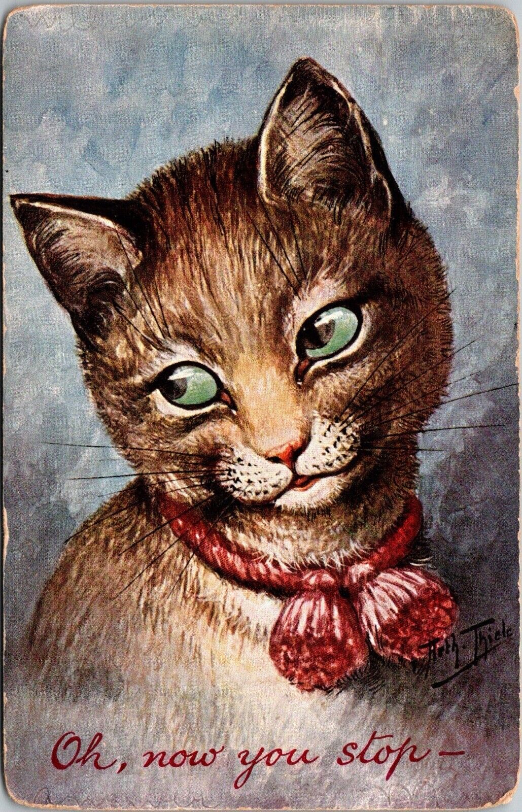 Postcard Artist Signed Arth Thiele Fantasy Charming Cat Demurs~1908 JA33