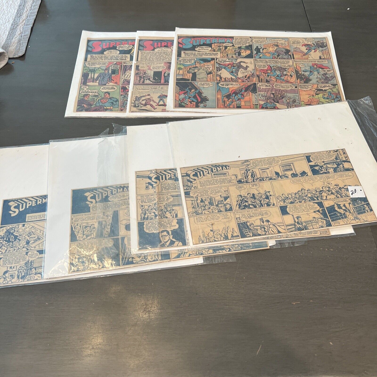 Superman Sunday Pages 1943-1949 Size Lot Of 7