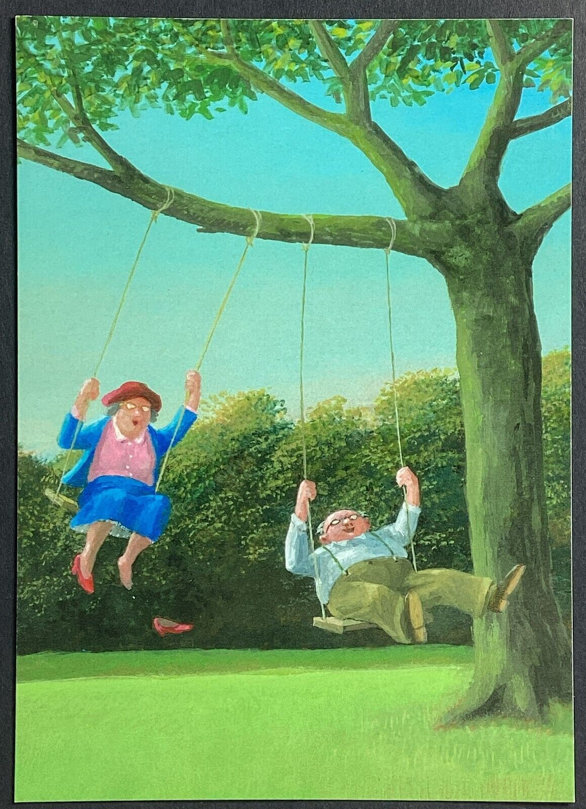 Elderly Couple Swinging by Gerhard Glück Vintage Art Postcard Unposted