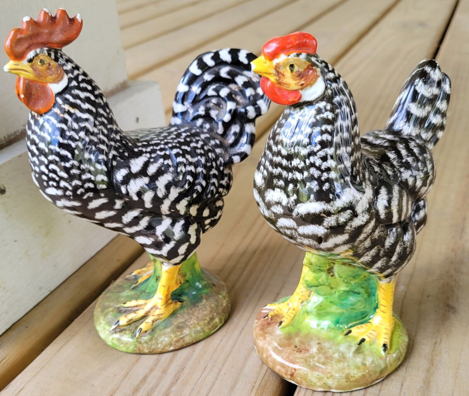 Vintage  ZACCAGNINI Rooster and Hen  Chicken Figurines Signed ITALY (SEE PHOTOS)