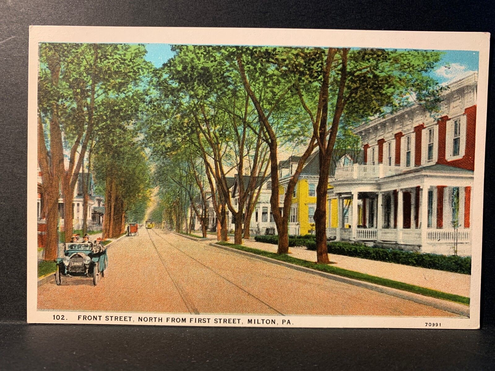 Postcard Milton PA - View of Homes on Front Street