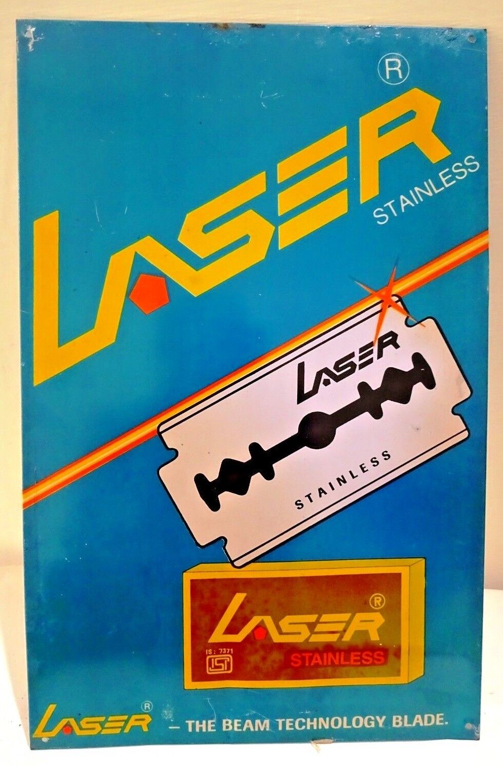 Vintage Laser Shaving Blades Advertise Tin Sign Litho Print Blue Collectibles3#F