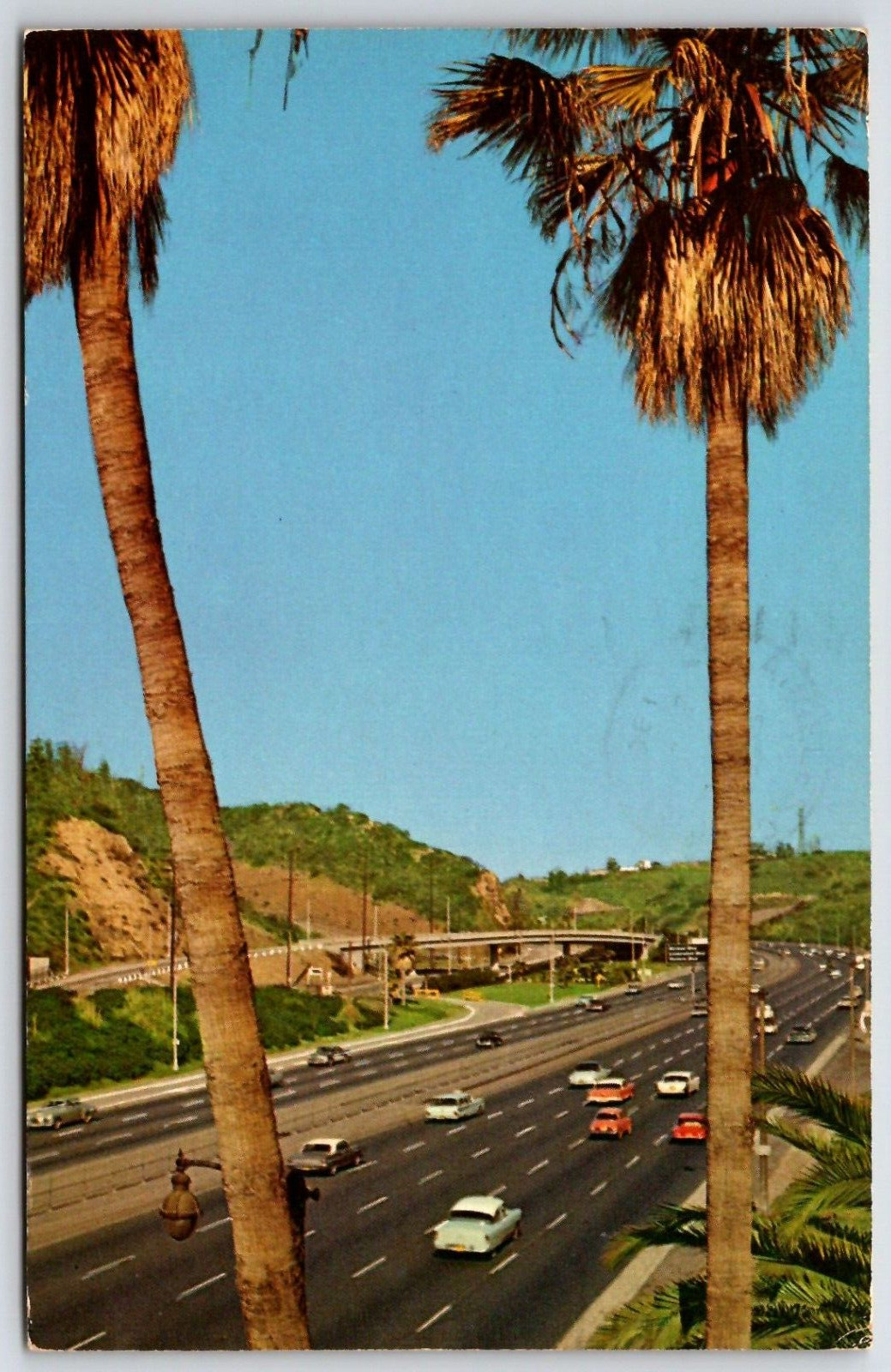Vintage Postcard - Cahuenga Pass - Hollywood Freeway - Hollywood California