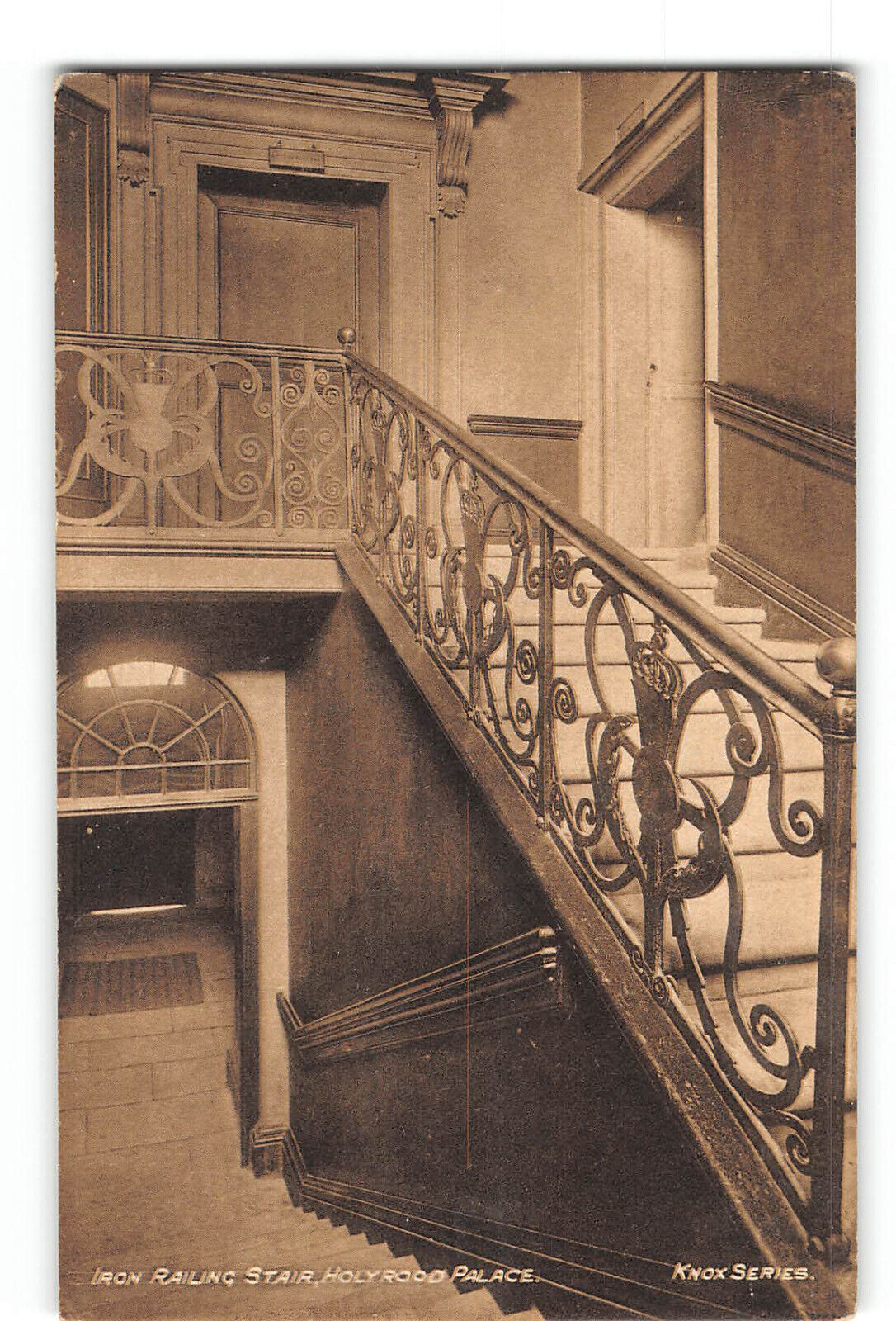 Edinburgh Scotland Postcard 1915-30 Holyrood Palace Interior Iron Railing Stair