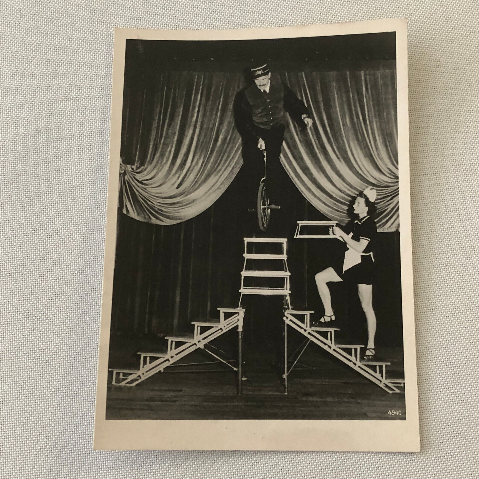 Circus Unicycle Balancing Act Performer Photo Photograph Vintage