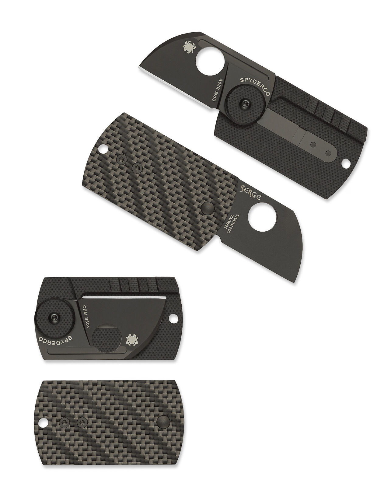 Spyderco Dog Tag Folder Knife C188CFBBKP Black S30V Blade Carbon Fiber Laminate