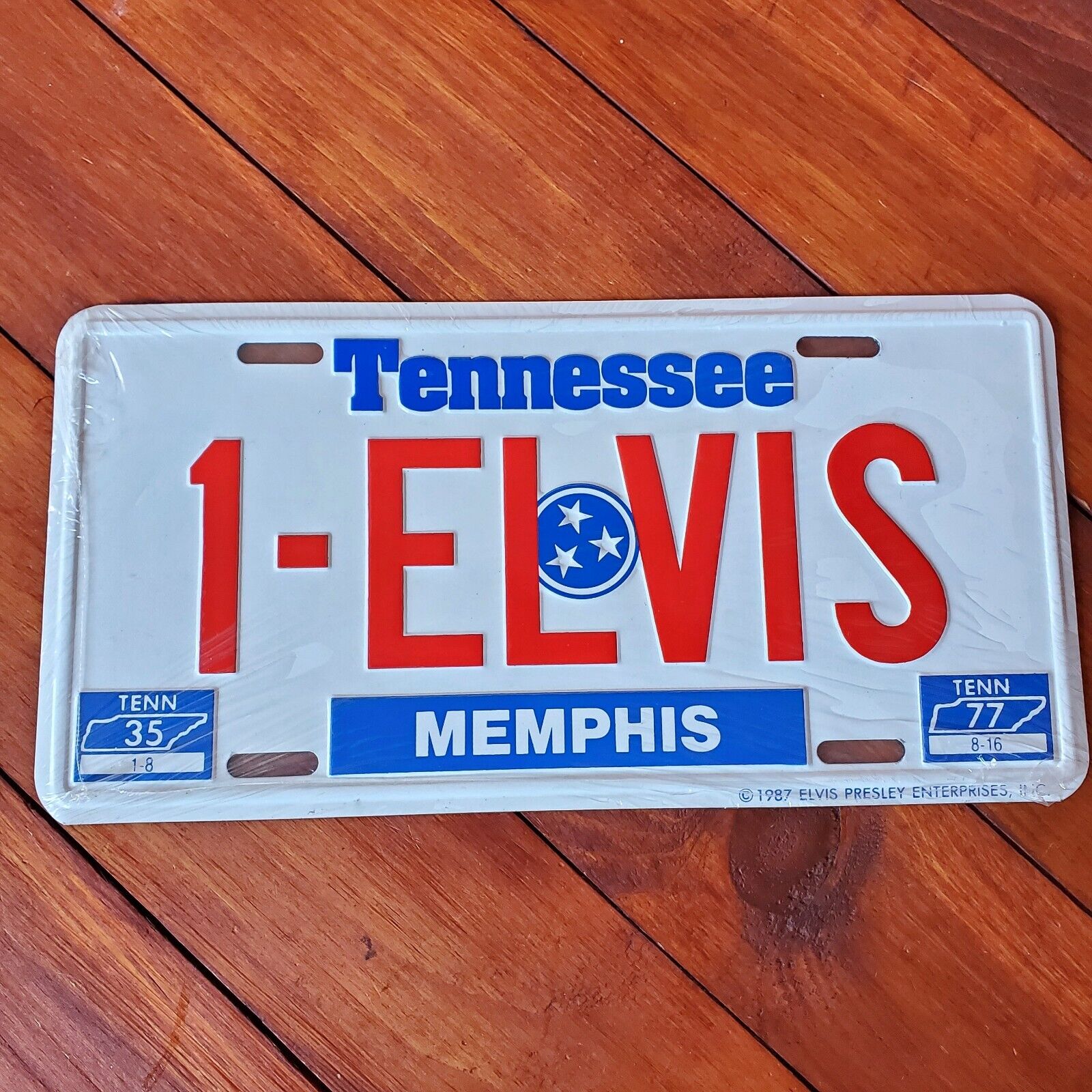 Vintage Elvis Presley License Plate Memphis Tennessee 1-ELVIS 1987 New