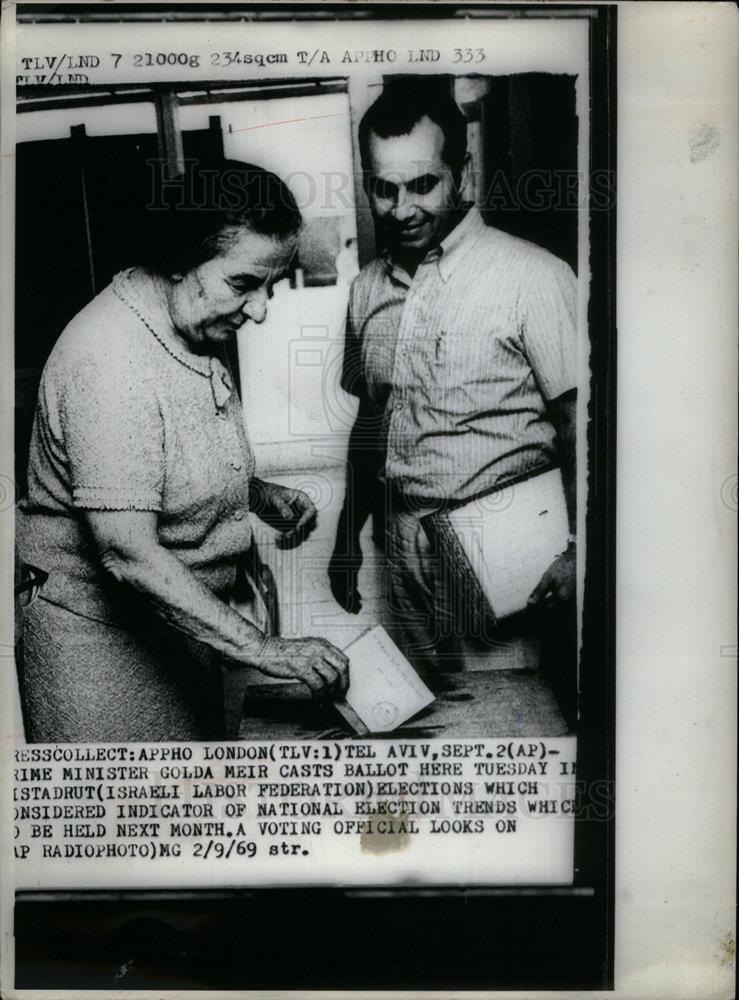 1969 Press Photo Golda Meir Prime Minister - DFPD13409