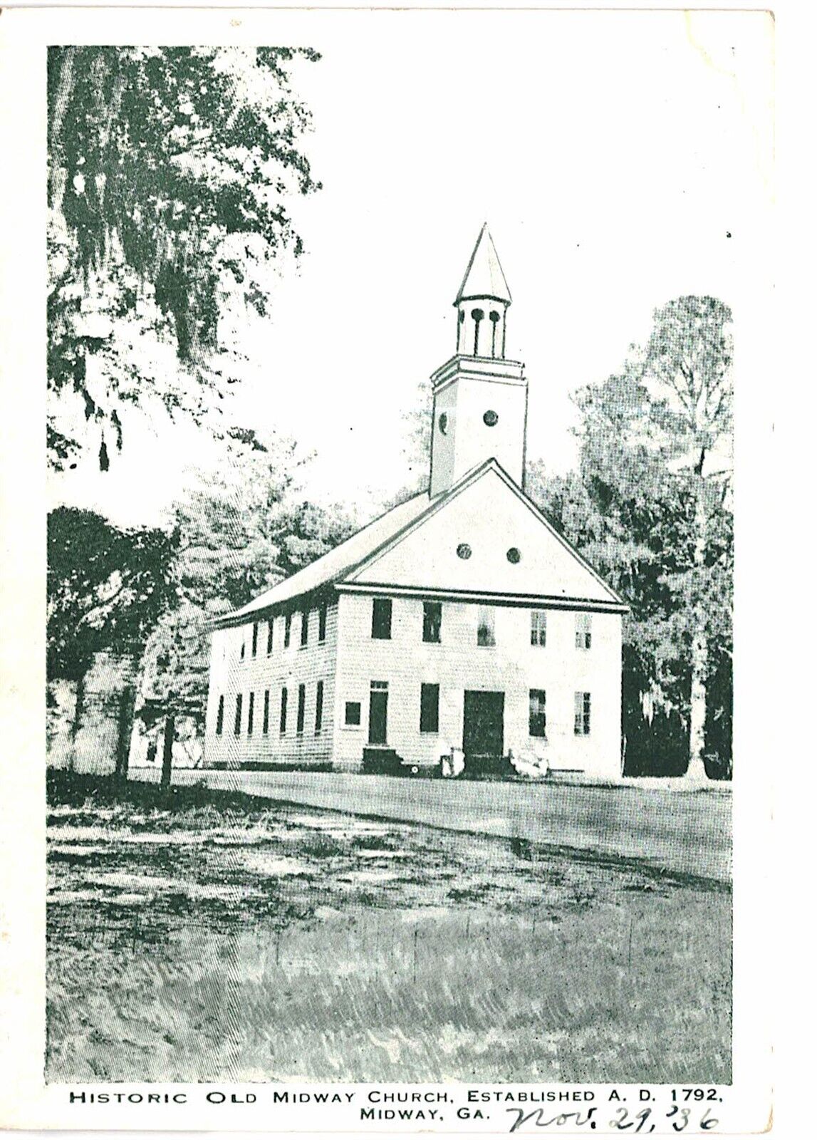Midway Historic Old Midway Church 1936 Unused GA