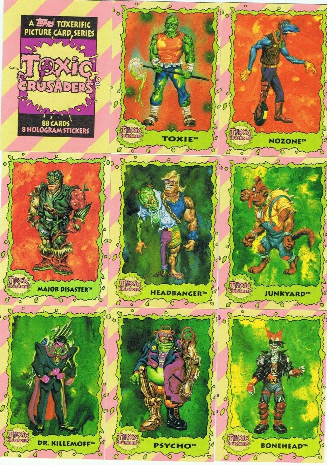 Toxic Crusader by Topps 1991 SINGLE CARDS $1 each. Plus Discounts