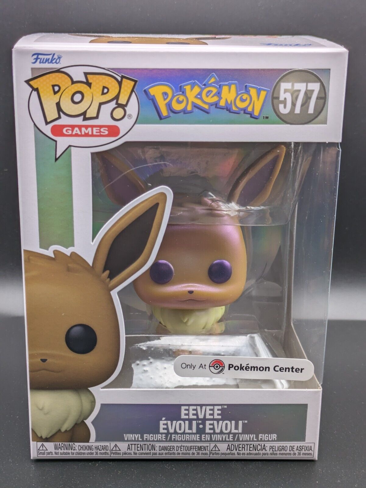 Eevee Pearlescent Funko Pop #577 Pokemon Center Exclusive IN HAND Fast SHIP