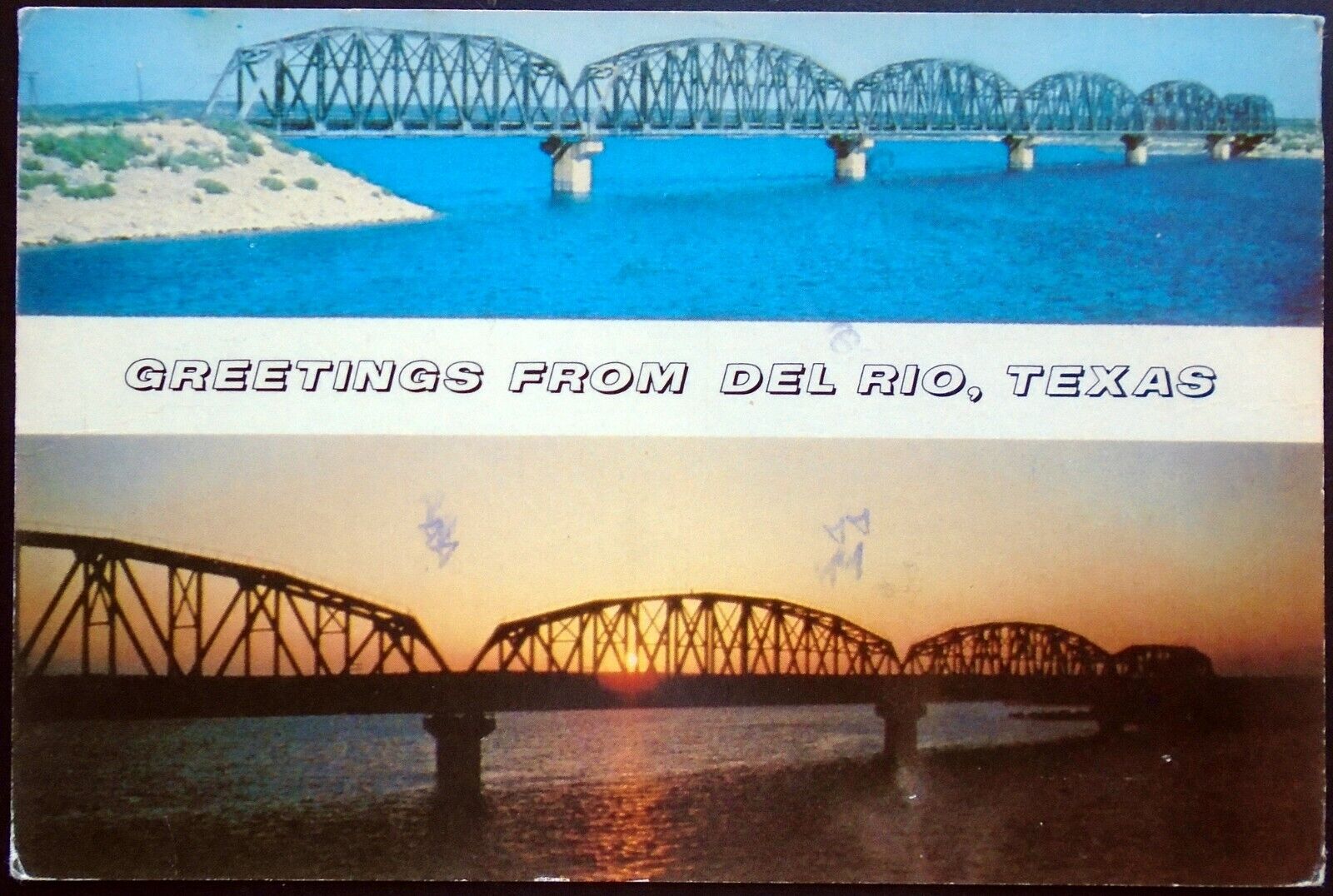 1980s Southern Pacific Trans Continental Bridge, Lake Amistad, Del Rio, Texas 