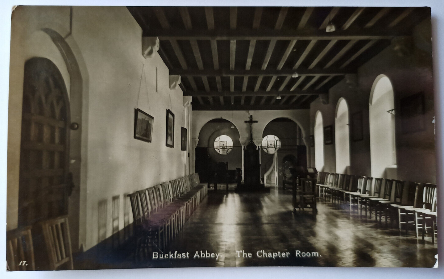 Vintage Buckfast Abbey The Chapter Room Cross Church In England RPPC Postcard