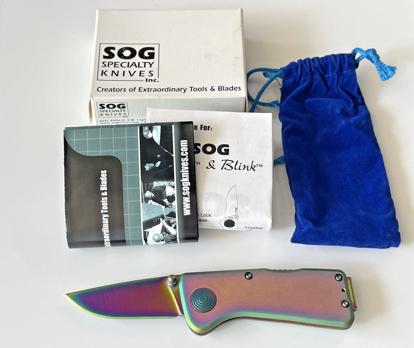 SOG RBBA-99 Rainbow TiNi Blink Folding Knife First Edition #499 USA 2004