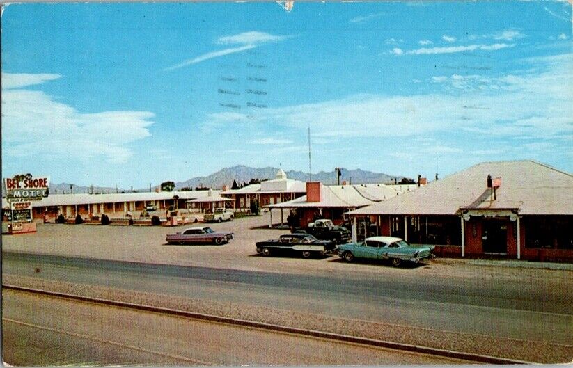 Postcard Bel Shore Motel Cafe & Dining Room Deming NM New Mexico 1963      D-447