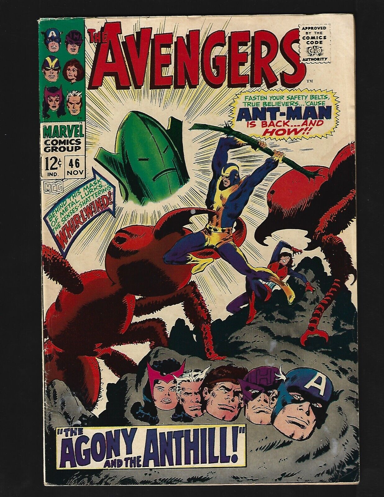 Avengers #46 FN- Buscema 1st Whirlwind (Human Top) Re-Intro Ant-Man Black Widow