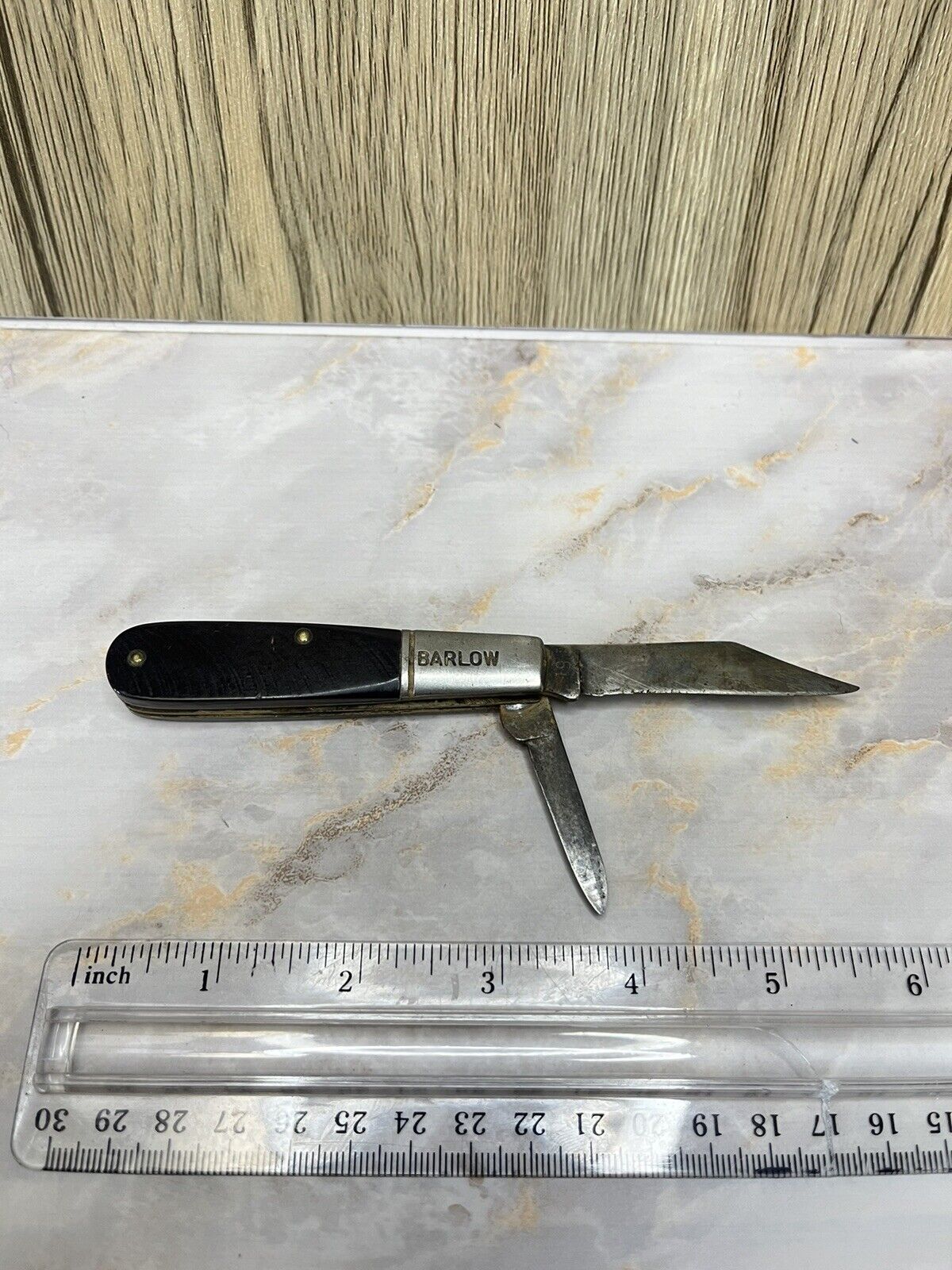Antique Camco USA 551 black handle Barlow Pocket Knife, 2 carbon steel blades