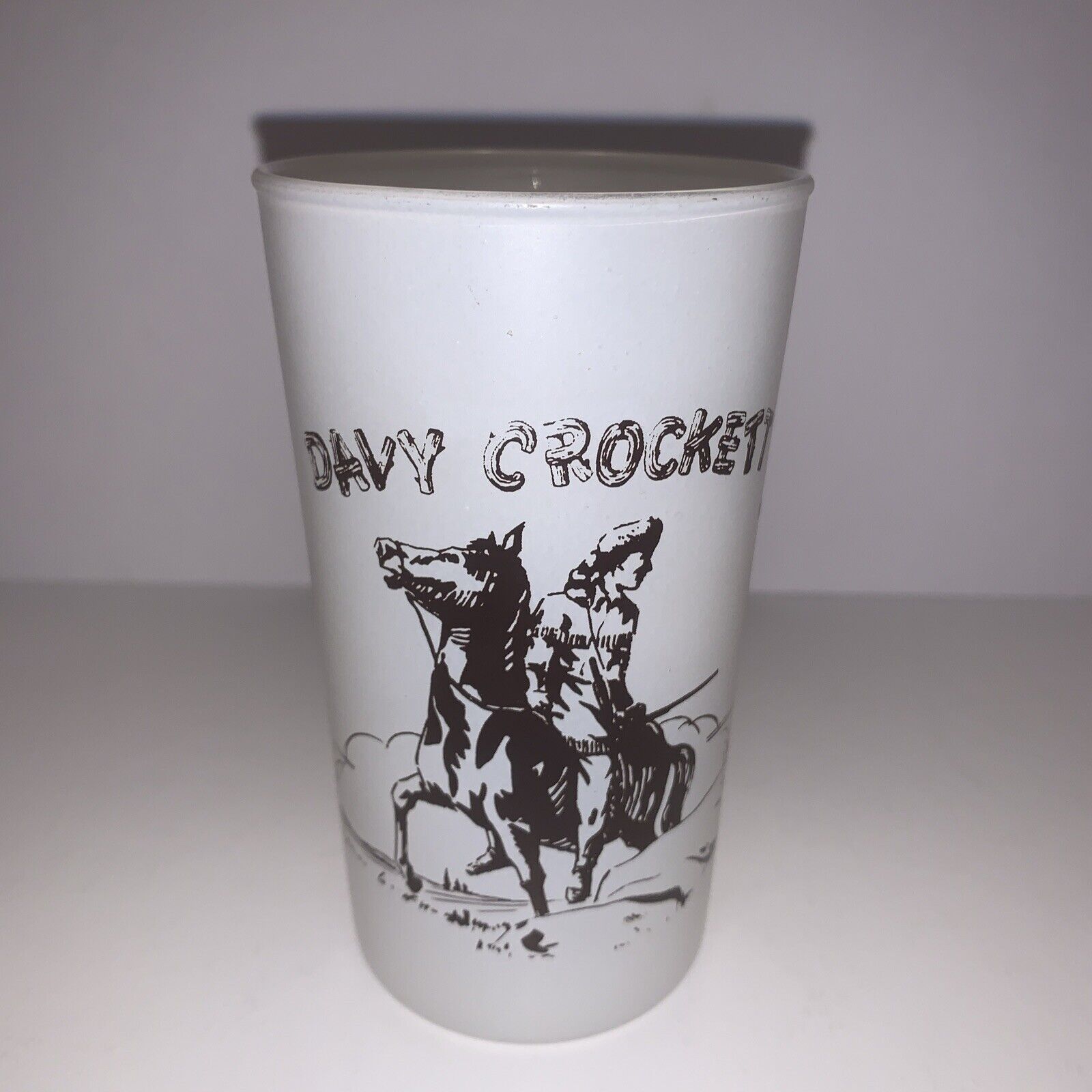 Vintage Sunoco Davy Crockett Glass Promo Advertising Frosted Harry’s Sunoco