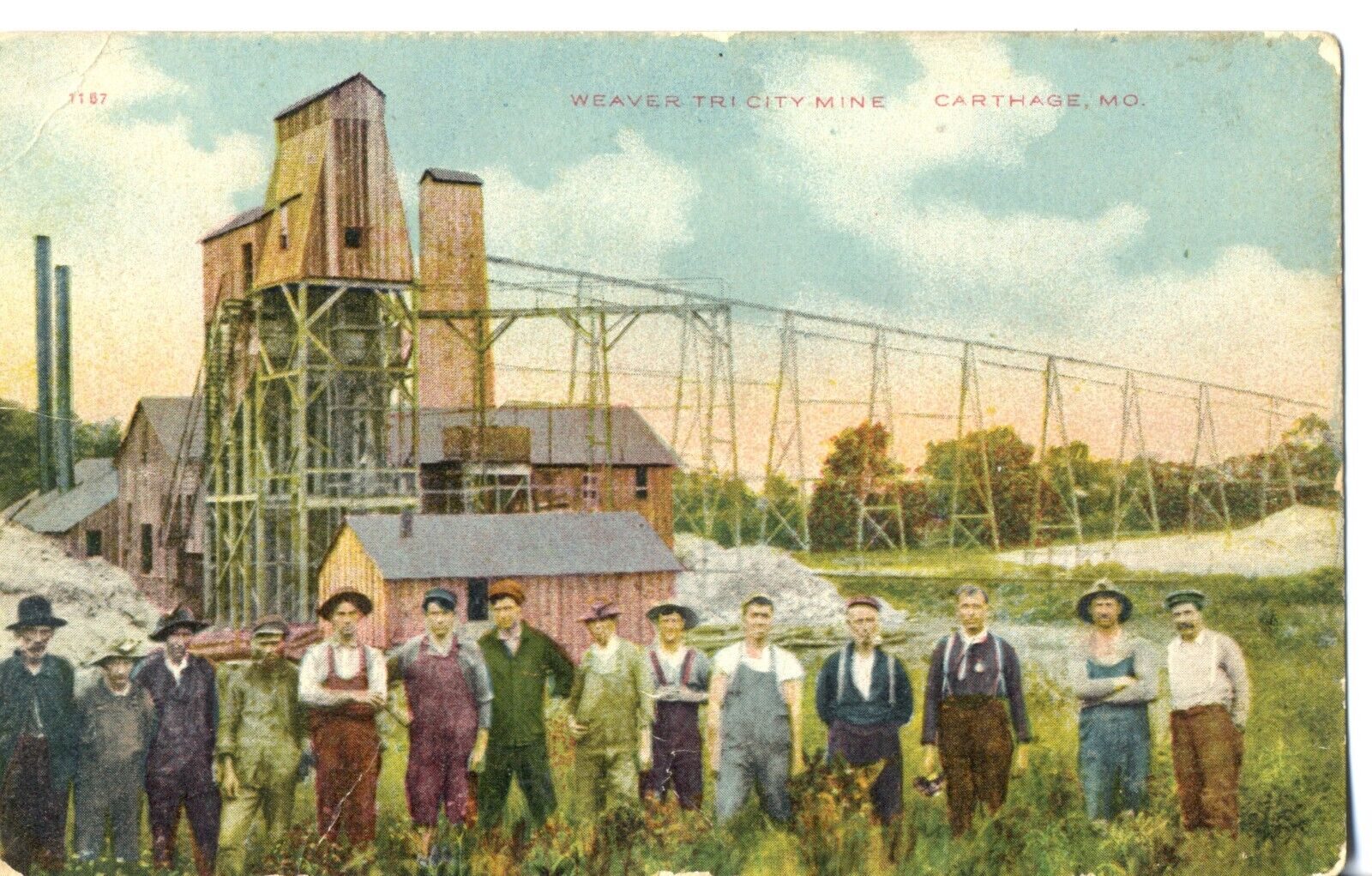 Weaver Tri-City Mine, Carthage, Mo. Missouri Mining Postcard #1187