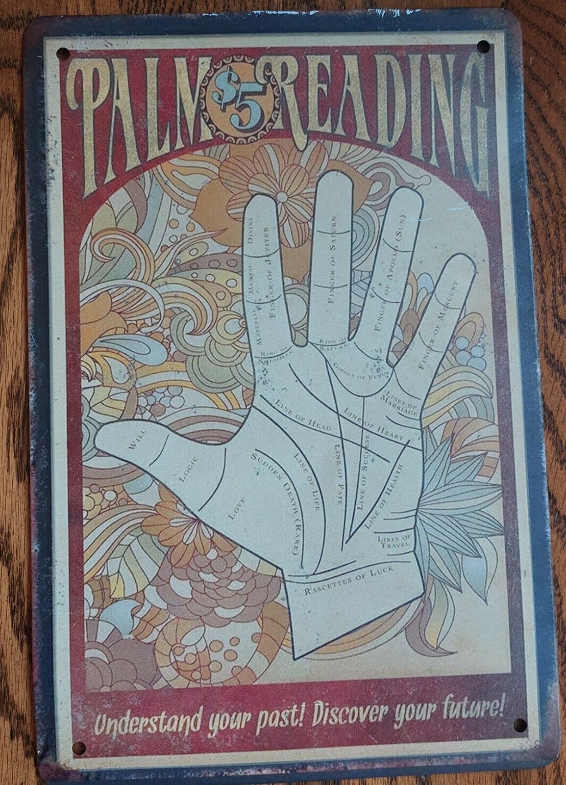 Vintage palm reading tin sign