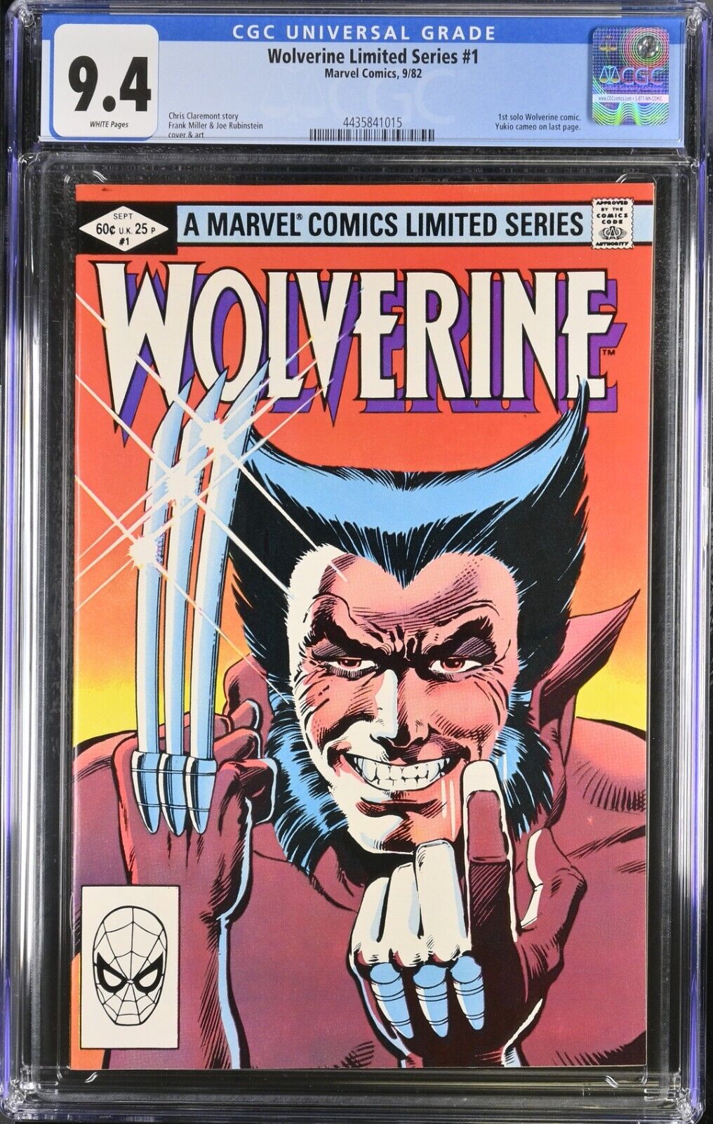 WOLVERINE Limited Series #1 CGC 9.4 NM - F. Miller Marvel 1st Solo Comic 1982