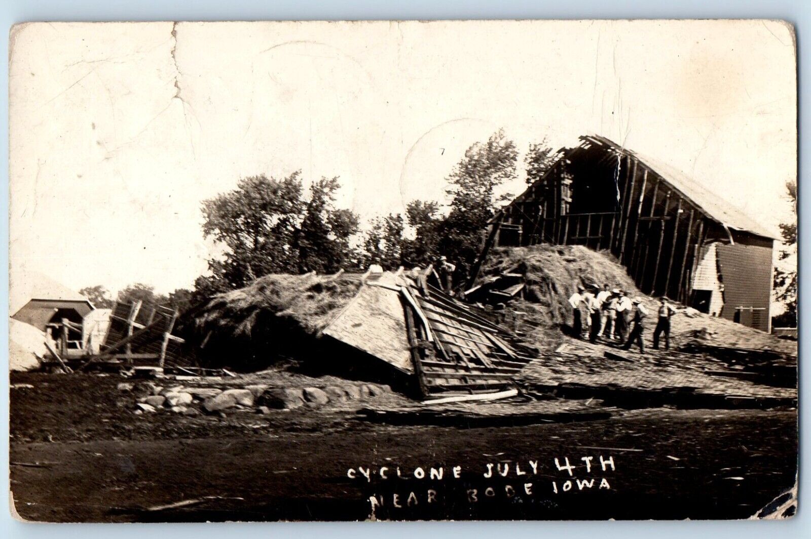 Bode Iowa IA Postcard RPPC Photo Cyclone July 4th Tornado Disaster 1913 Posted