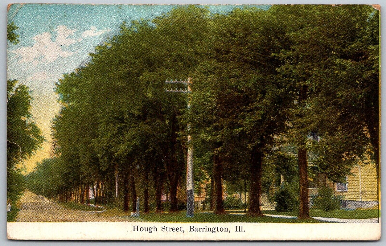 Barrington Illinois 1910 Postcard Hough Street Trees