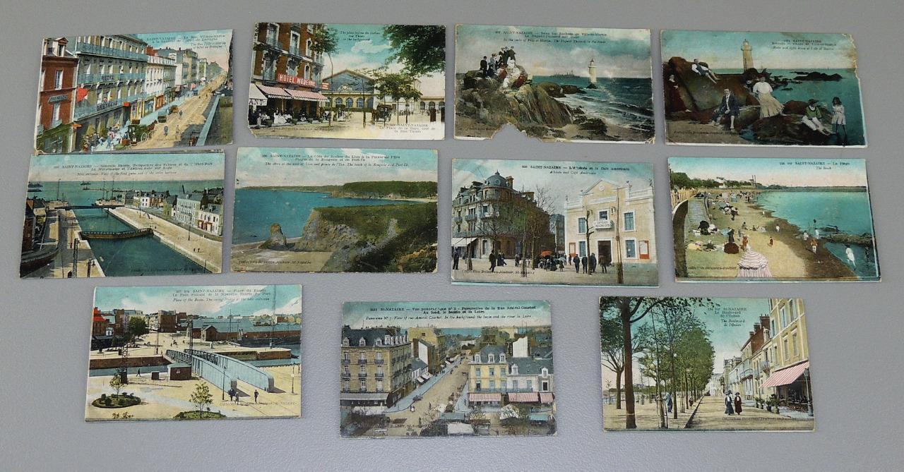 Saint Nazaire France Unused Postcards Lof of 11 Lithograph Views 1890s-1900s