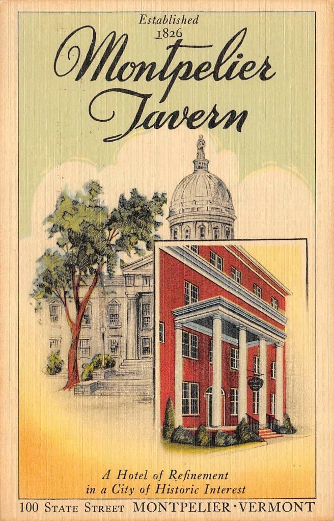MONTPELIER, VT Vermont  MONTPELIER TAVERN HOTEL  Roadside c1940\'s Linen Postcard