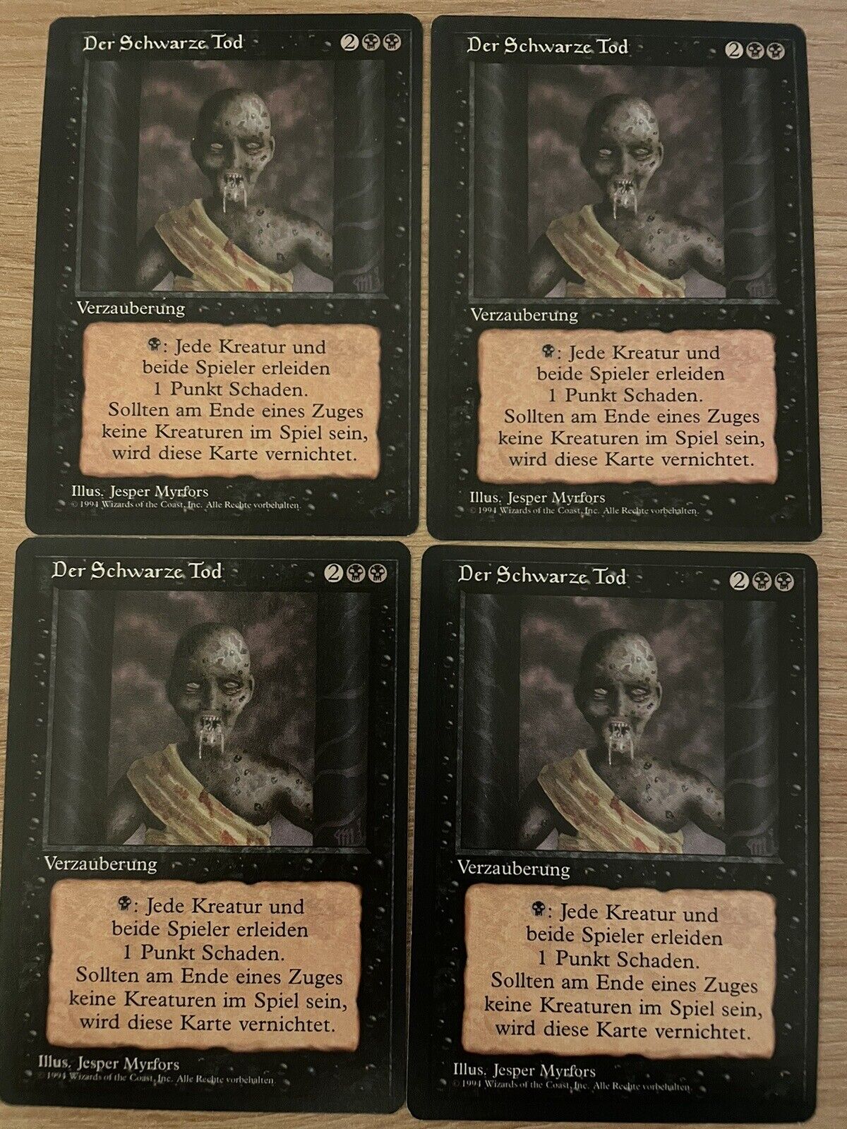 4 x The Black Death Pestilence 3rd FBB German Magic Card MtGBlack Border