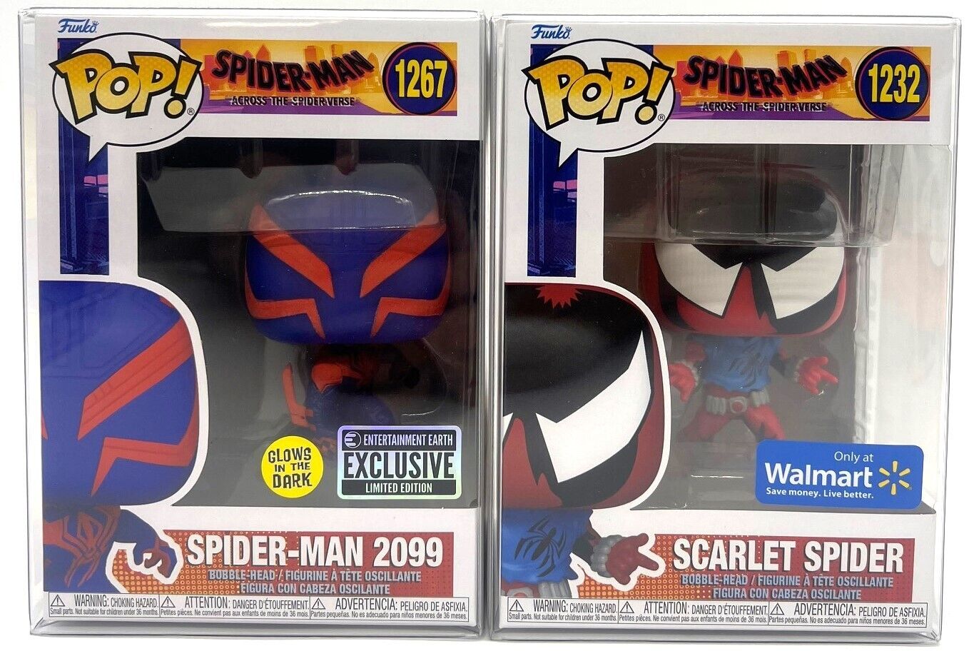 Funko Pop Spider-Man ATSV Spider-Man 2099 EE #1267 & Scarlet Spider #1232 WMT