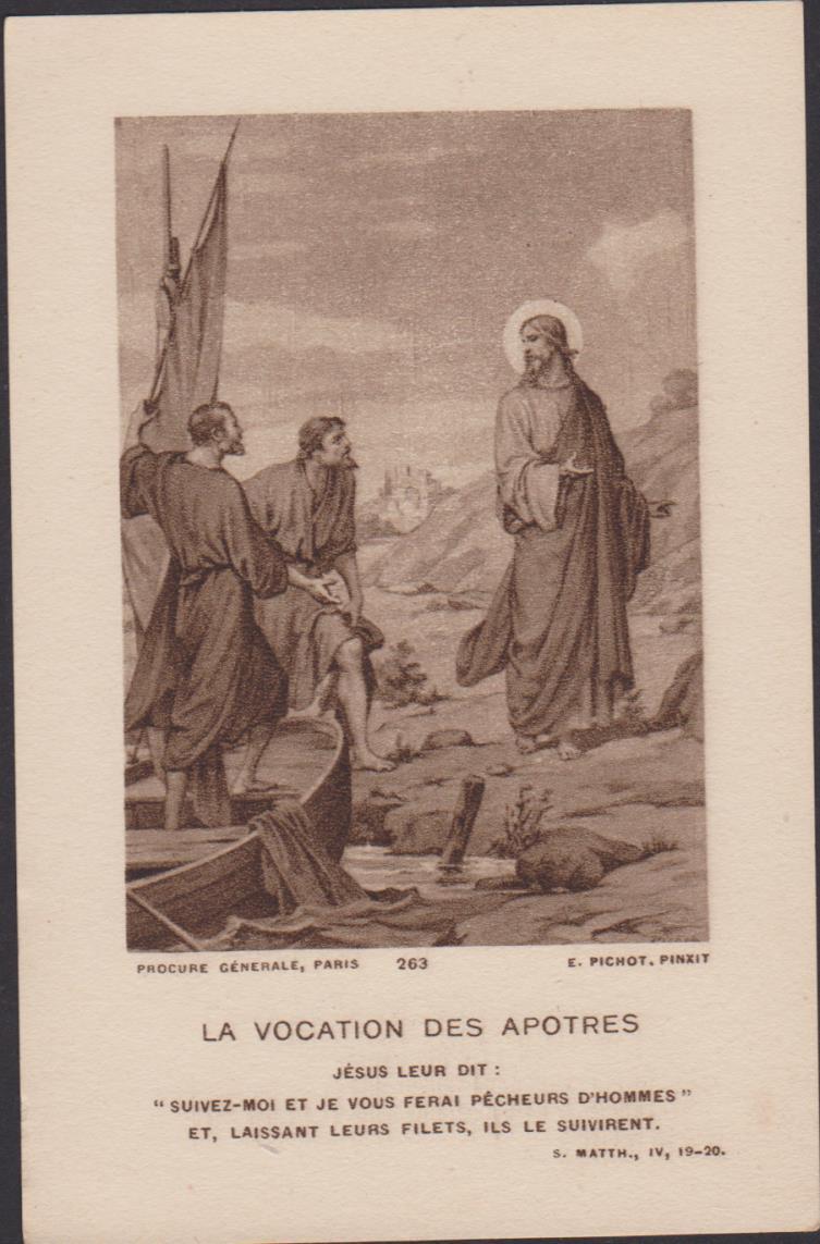 PIOUS IMAGE HOLY CARD SANTINI THE VOCATION OF THE APOSTLES / SMALL SEMINAR LANGRES