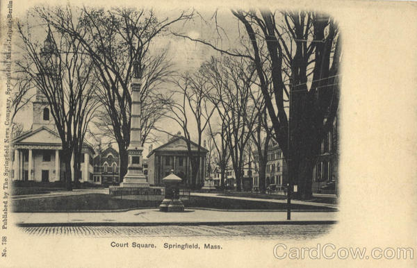 1905 Springfield,MA Court Square Hampden County Massachusetts Postcard 1c stamp