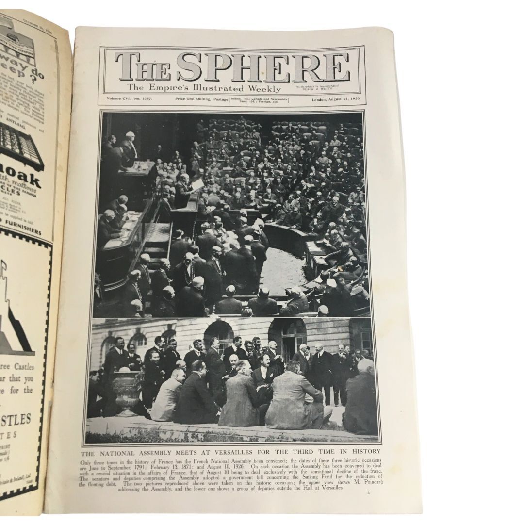 The Sphere Newspaper August 21 1926 The National Assembly Meets at Versailles