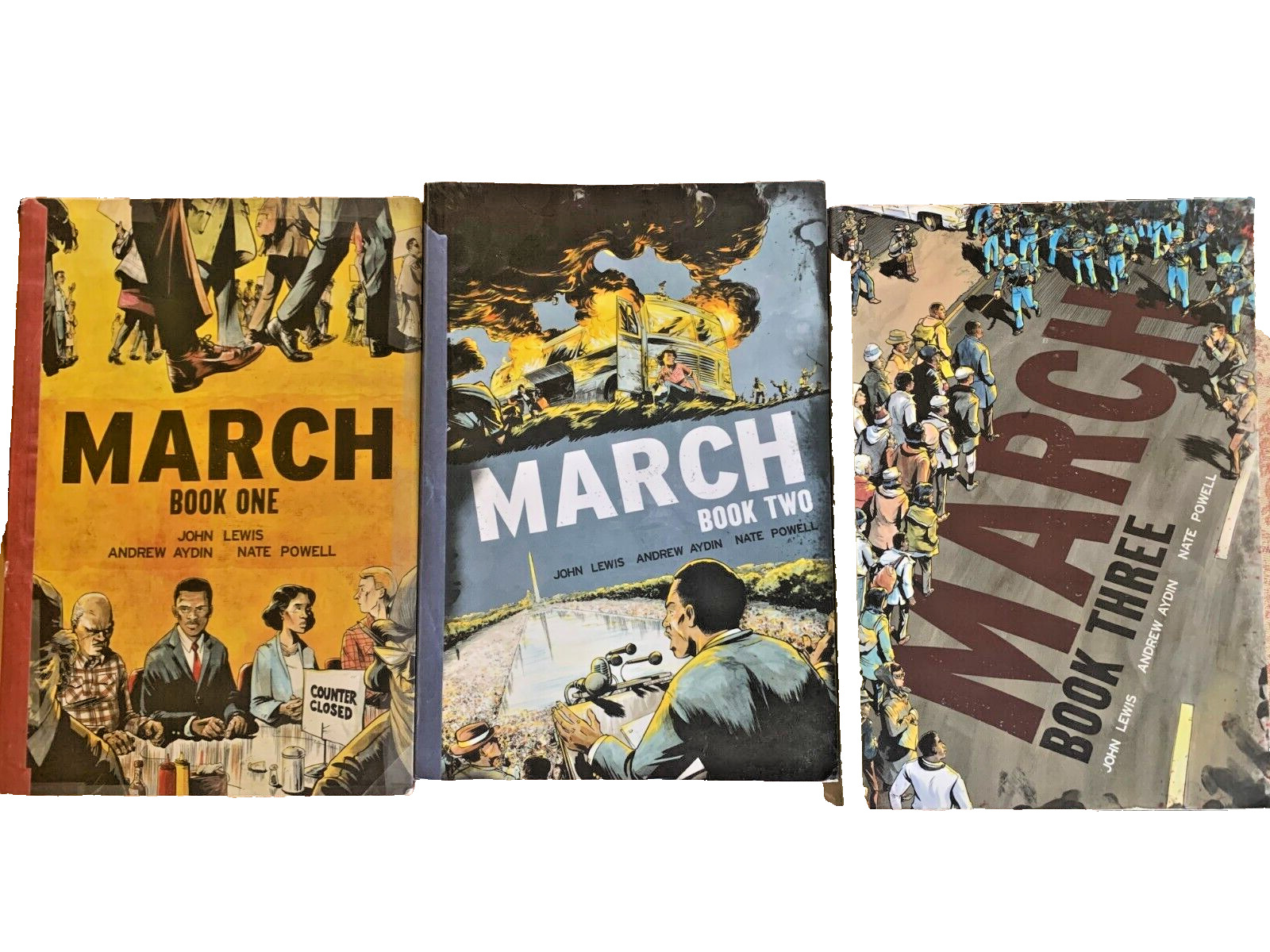 March Trilogy Books #1-3 by John Lewis Civil Rights Graphic Novels Set all three
