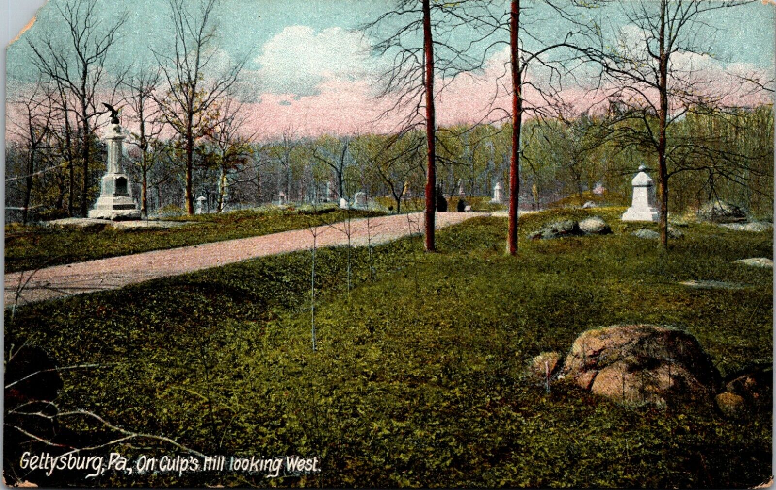 Postcard On Culp's Hill Looking West Gettysburg PA 