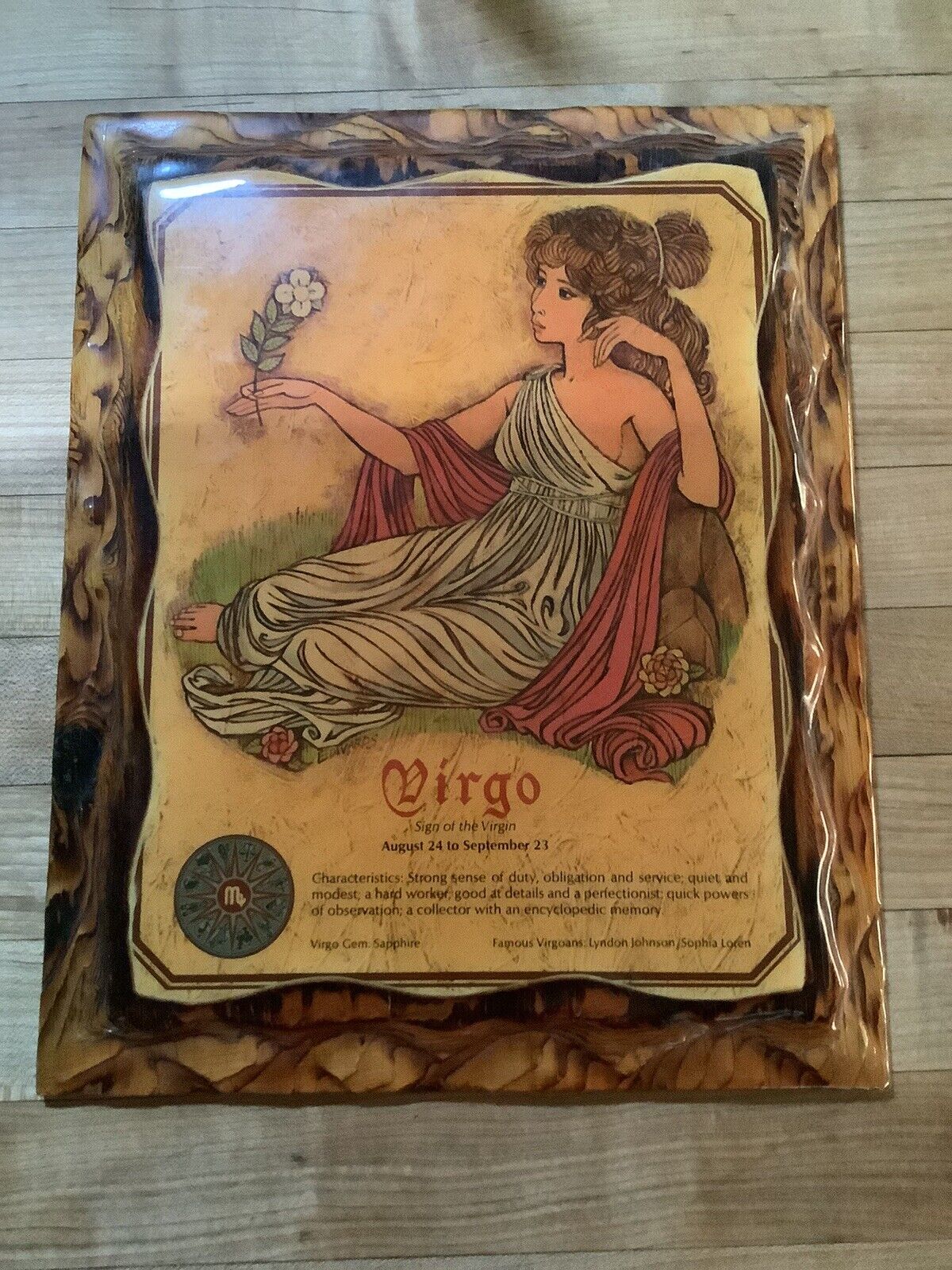 Vintage VIRGO Astrology Wooden Plaque/ Wall Art , Very Retro, MCM