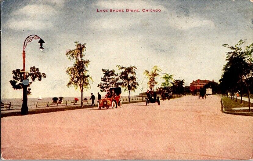 Postcard Lake Shore Drive Lake Michigan Chicago IL Illinois c.1907-1915    J-486
